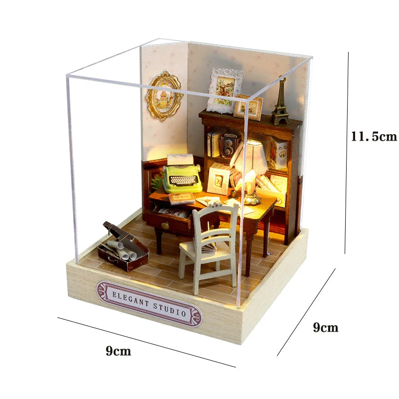 DIY Miniature Doll House 3D Puzzle Small House Assembly Building Model Kit Toys Home With Furniture Lighting Wooden Crafts Gifts