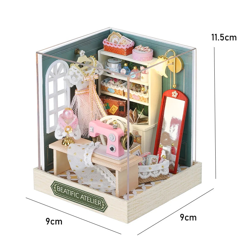 DIY Miniature Doll House 3D Puzzle Small House Assembly Building Model Kit Toys Home With Furniture Lighting Wooden Crafts Gifts