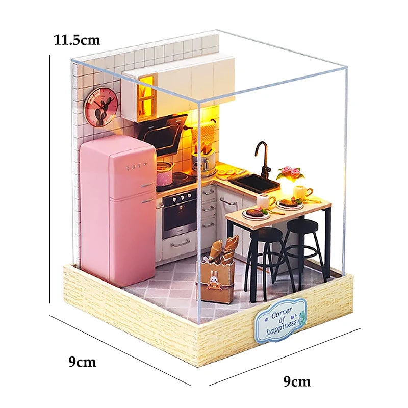 DIY Miniature Doll House 3D Puzzle Small House Assembly Building Model Kit Toys Home With Furniture Lighting Wooden Crafts Gifts