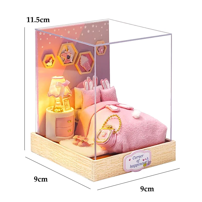 DIY Miniature Doll House 3D Puzzle Small House Assembly Building Model Kit Toys Home With Furniture Lighting Wooden Crafts Gifts