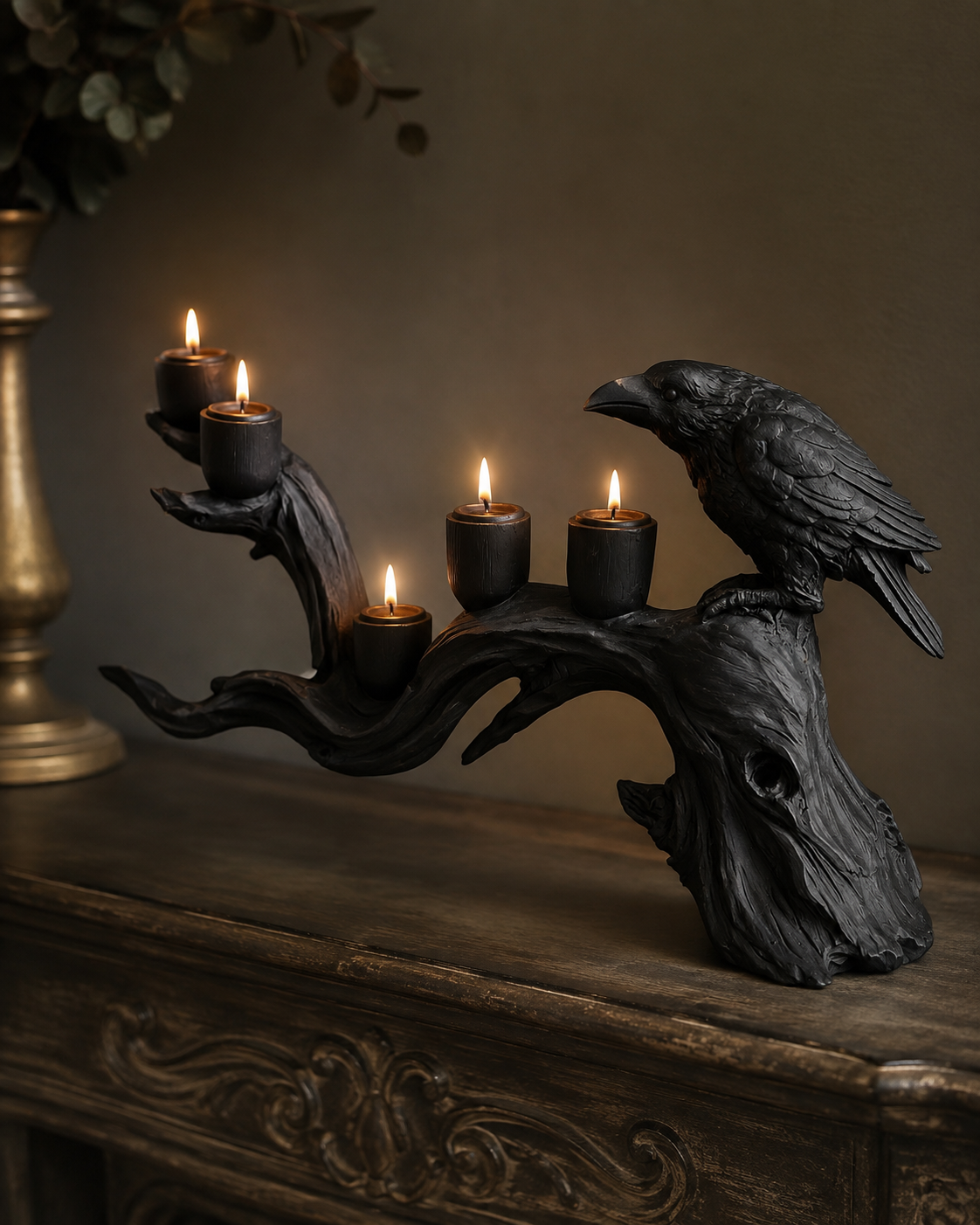 Raven Branch Candle Holder – Gothic Black