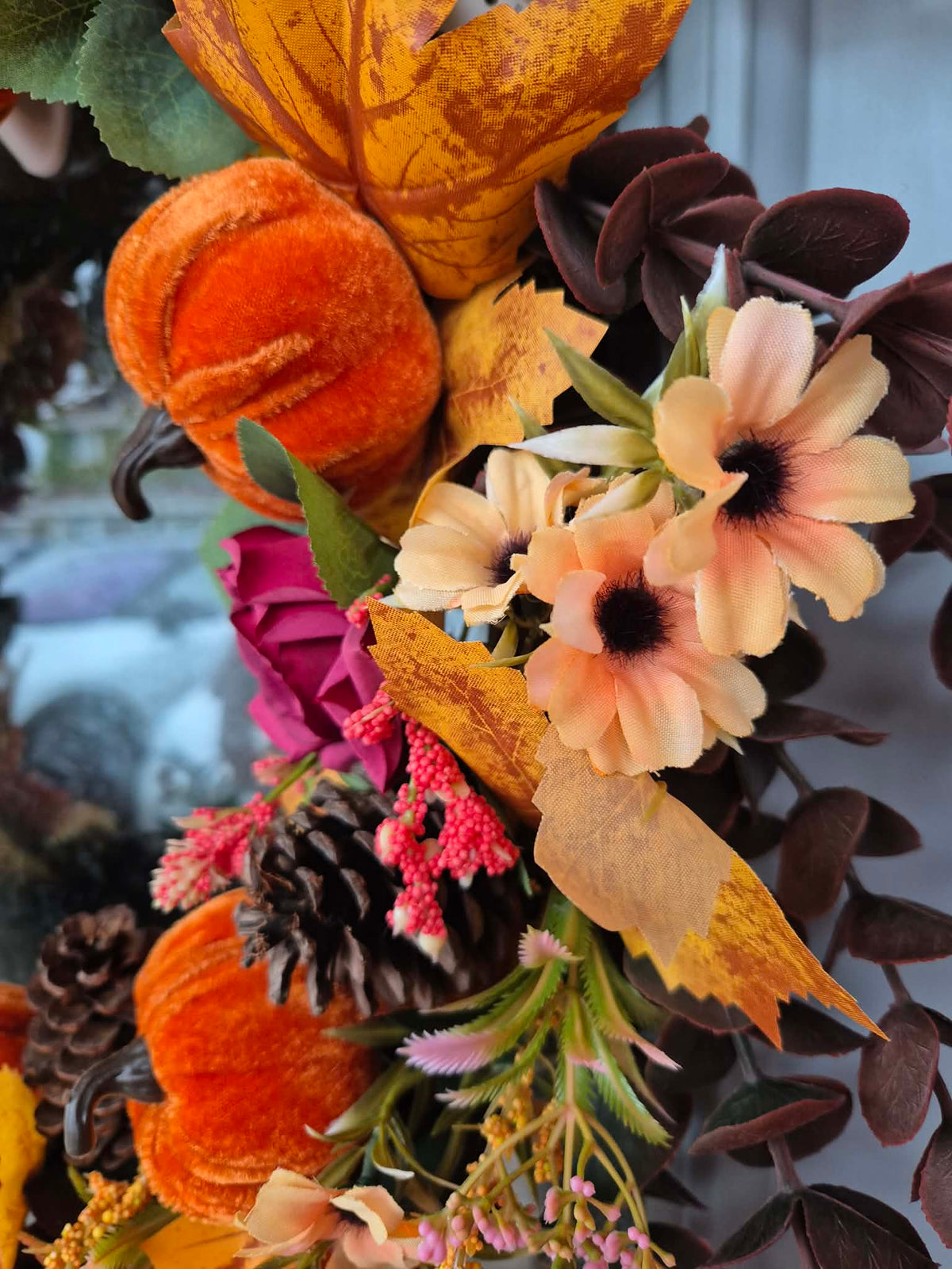 Autumn Harvest Pumpkin & Rose Wreath