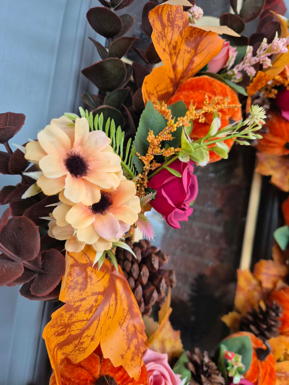 Autumn Harvest Pumpkin & Rose Wreath