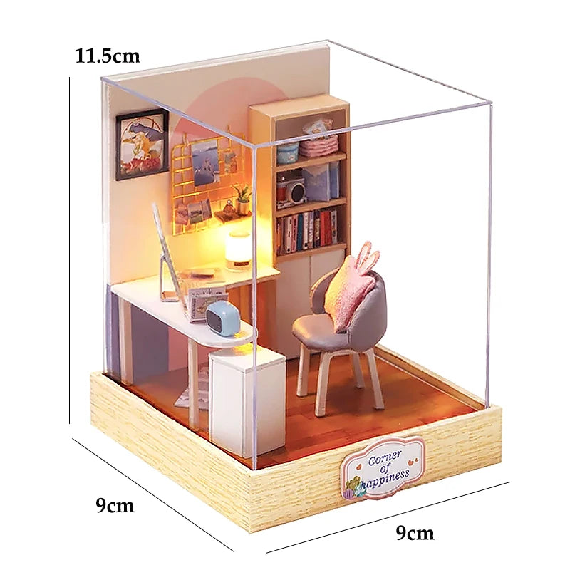 DIY Miniature Doll House 3D Puzzle Small House Assembly Building Model Kit Toys Home With Furniture Lighting Wooden Crafts Gifts