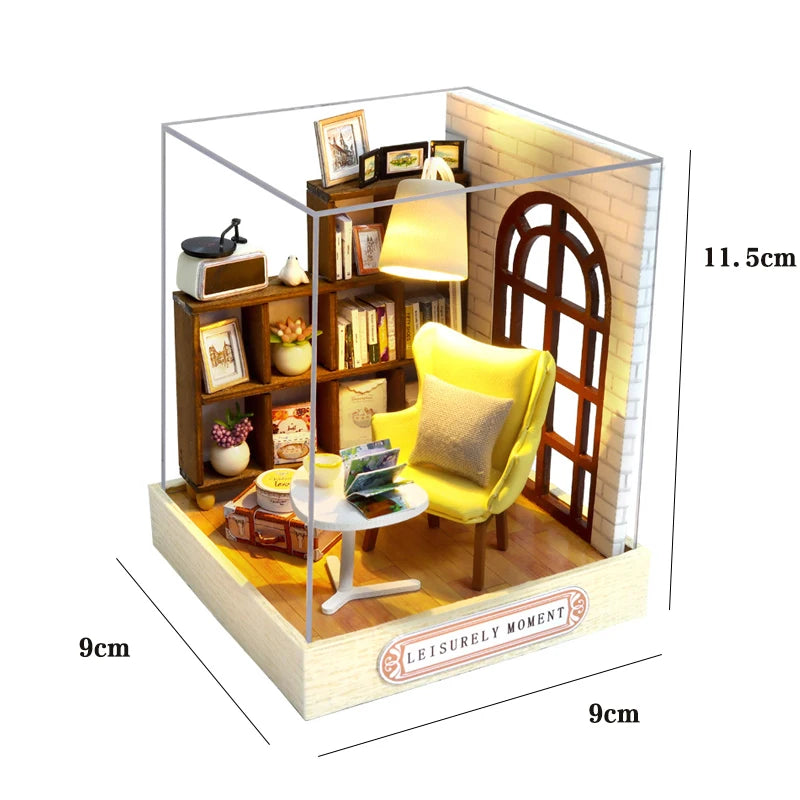 DIY Miniature Doll House 3D Puzzle Small House Assembly Building Model Kit Toys Home With Furniture Lighting Wooden Crafts Gifts