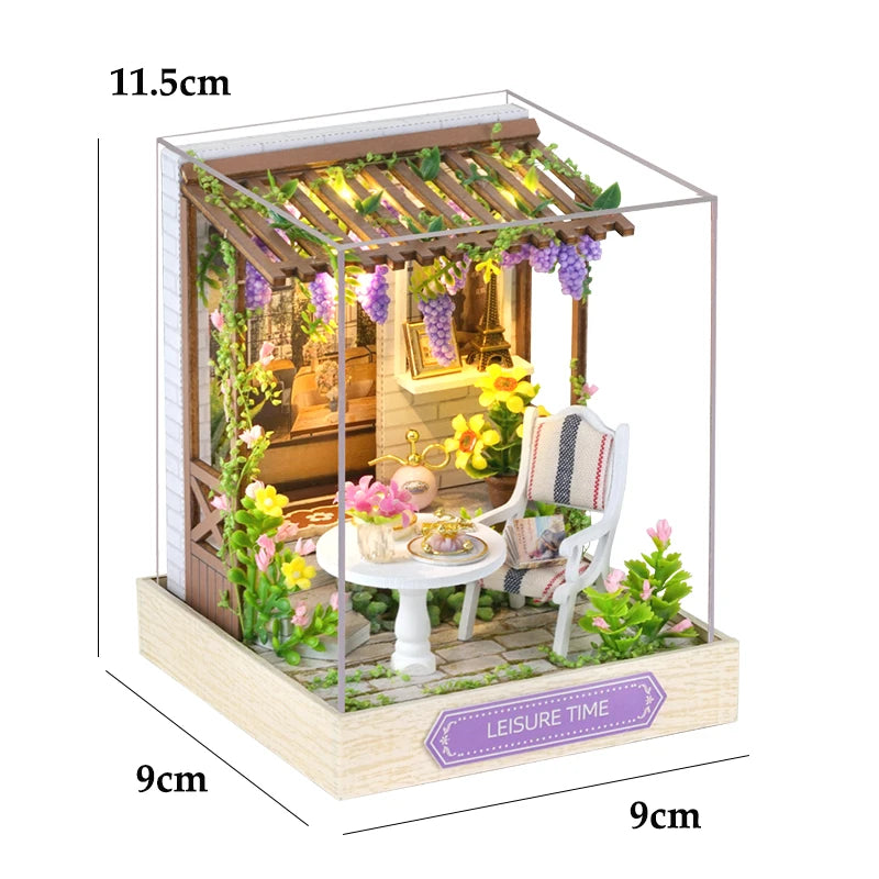 DIY Miniature Doll House 3D Puzzle Small House Assembly Building Model Kit Toys Home With Furniture Lighting Wooden Crafts Gifts