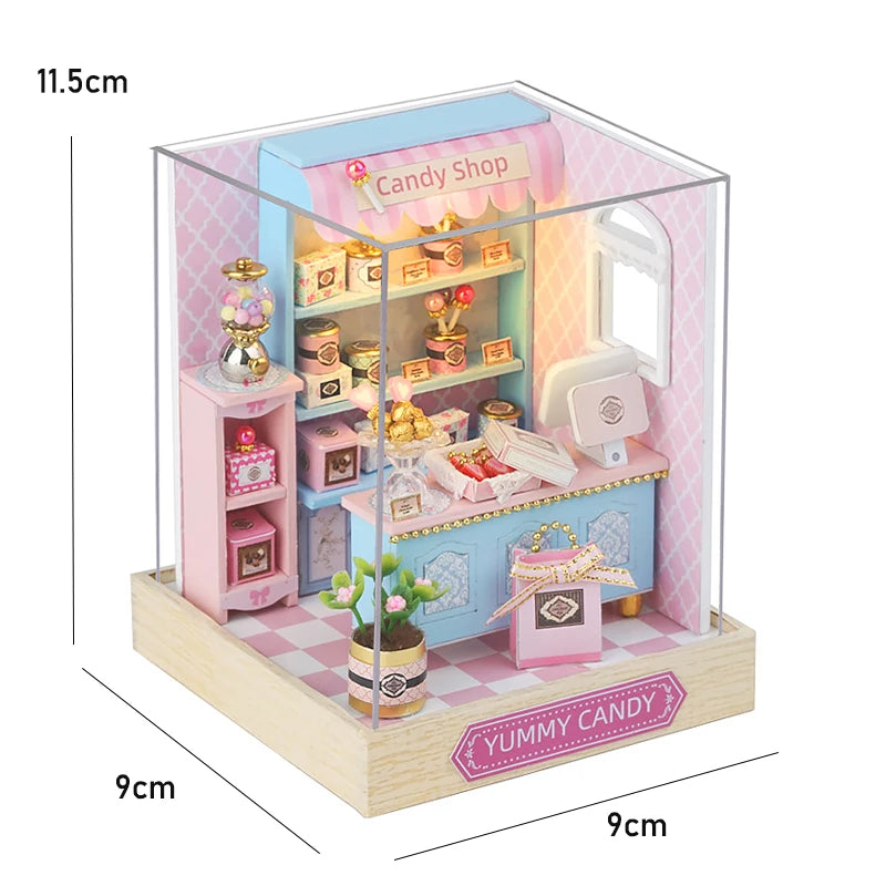 DIY Miniature Doll House 3D Puzzle Small House Assembly Building Model Kit Toys Home With Furniture Lighting Wooden Crafts Gifts